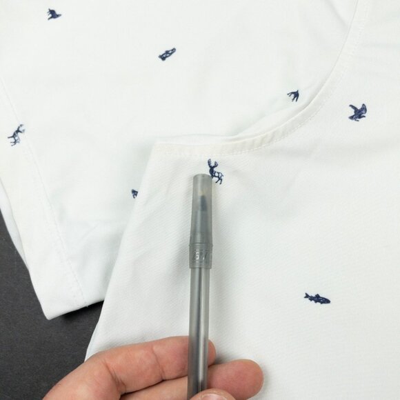 Greyson Spirit of Michigan Golf Polo Men's Large Wolf Print White Button-Down - Picture 12 of 14